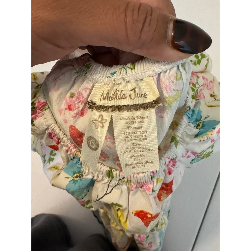 Matilda Jane Girls Floral‎ Butterfly Flutter Sleeve Dress White Size 6 r3